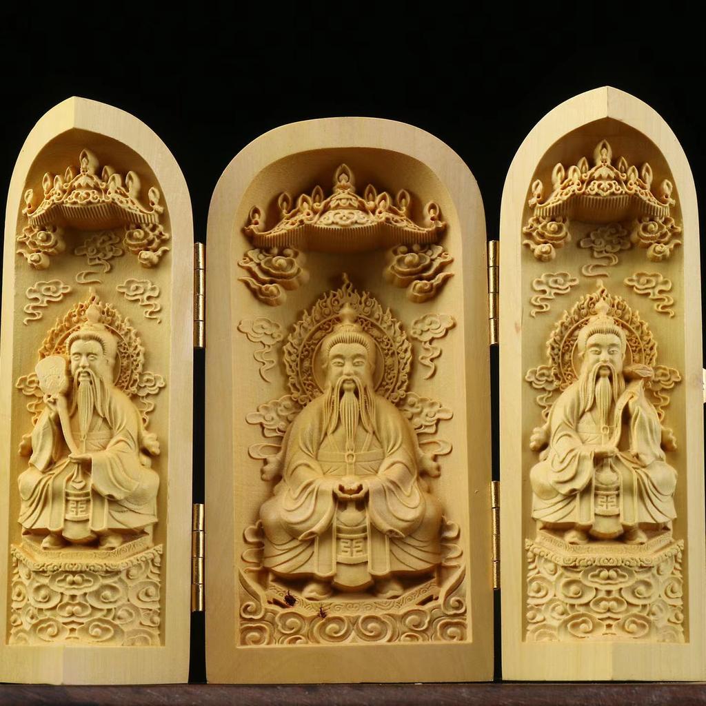 Folding Box Buddha Statue Ornament Guanyin Sculptures, Collapsible Sculpture God of Wealth Crafts Office Home Bedroom Decoration