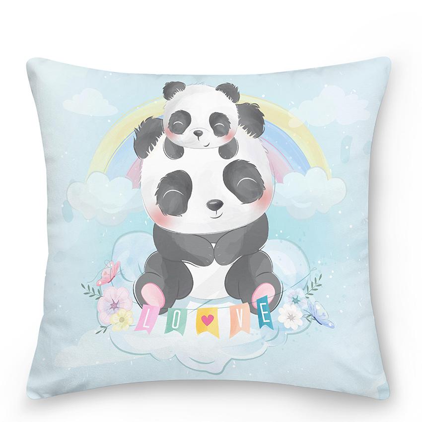 Bedroom Living Room Sofa Pillowcase Cute Panda Animal Print  Cartoon Cushion Cover Blue Home