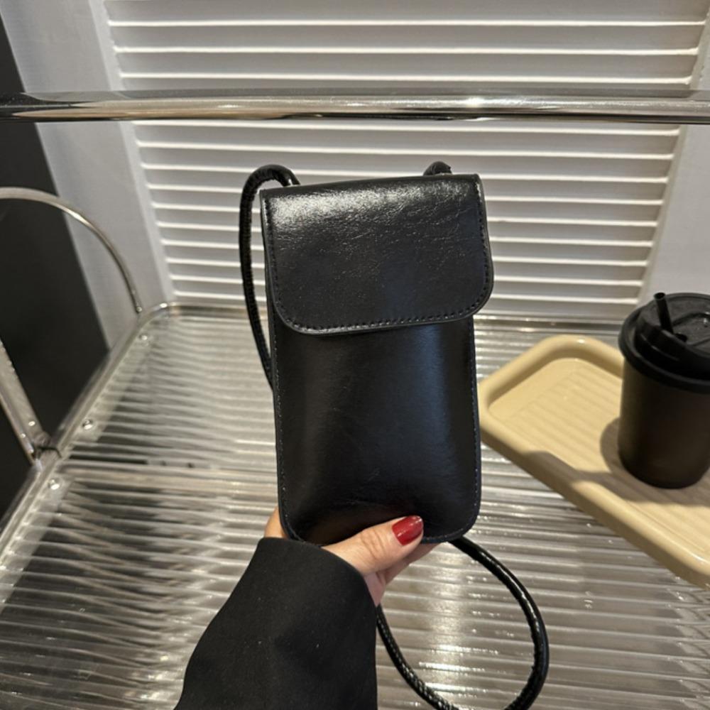 Silver PU Leather Coin Purse Solid Color Crossbody Shoulder Bag Sweet PU Wallet  Girl