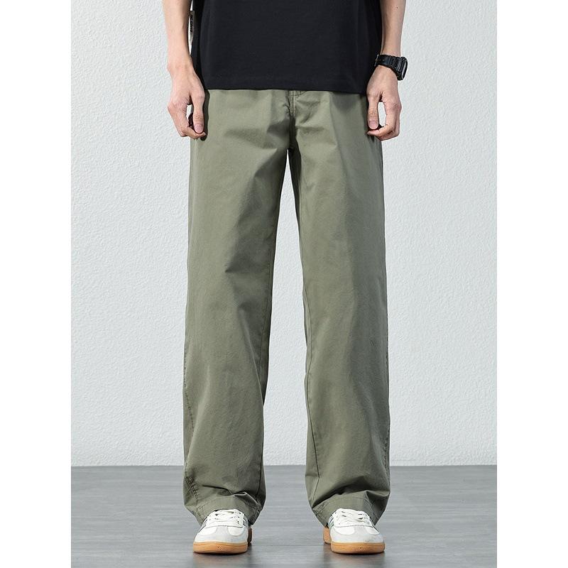 Casual pants men's summer loose and versatile simple solid color straight trousers