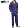GMXIA Spring, Summer and Autumn Men's Pajamas Set Long-sleeved POLO Neck  Solid Colour Cardigan Homewear