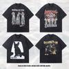 American High Street Trendy T-Shirt Doberman Print Washed Retro Loose Cotton Short-Sleeved T-Shirt Men'S Clothing