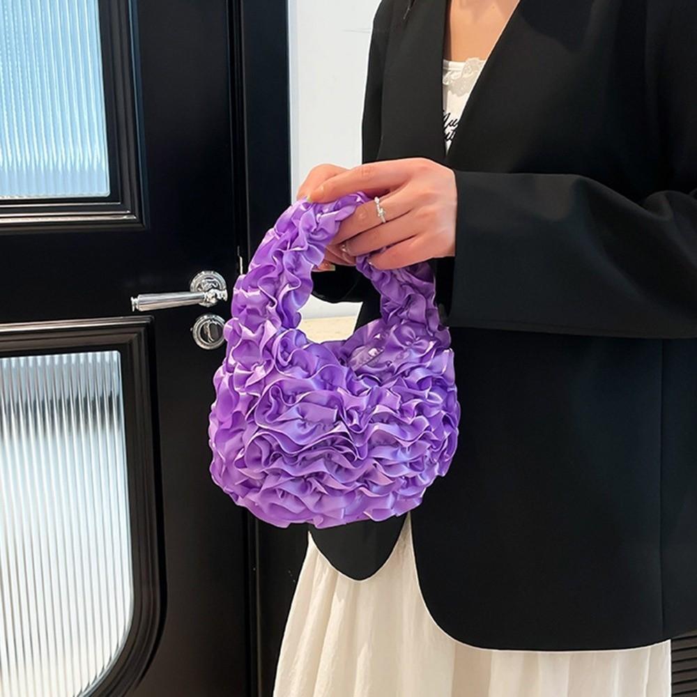 

Elegant Flowers Tote Bags Sweet Lace Pleated Bag Versatile Underarm Handbag Work сірий