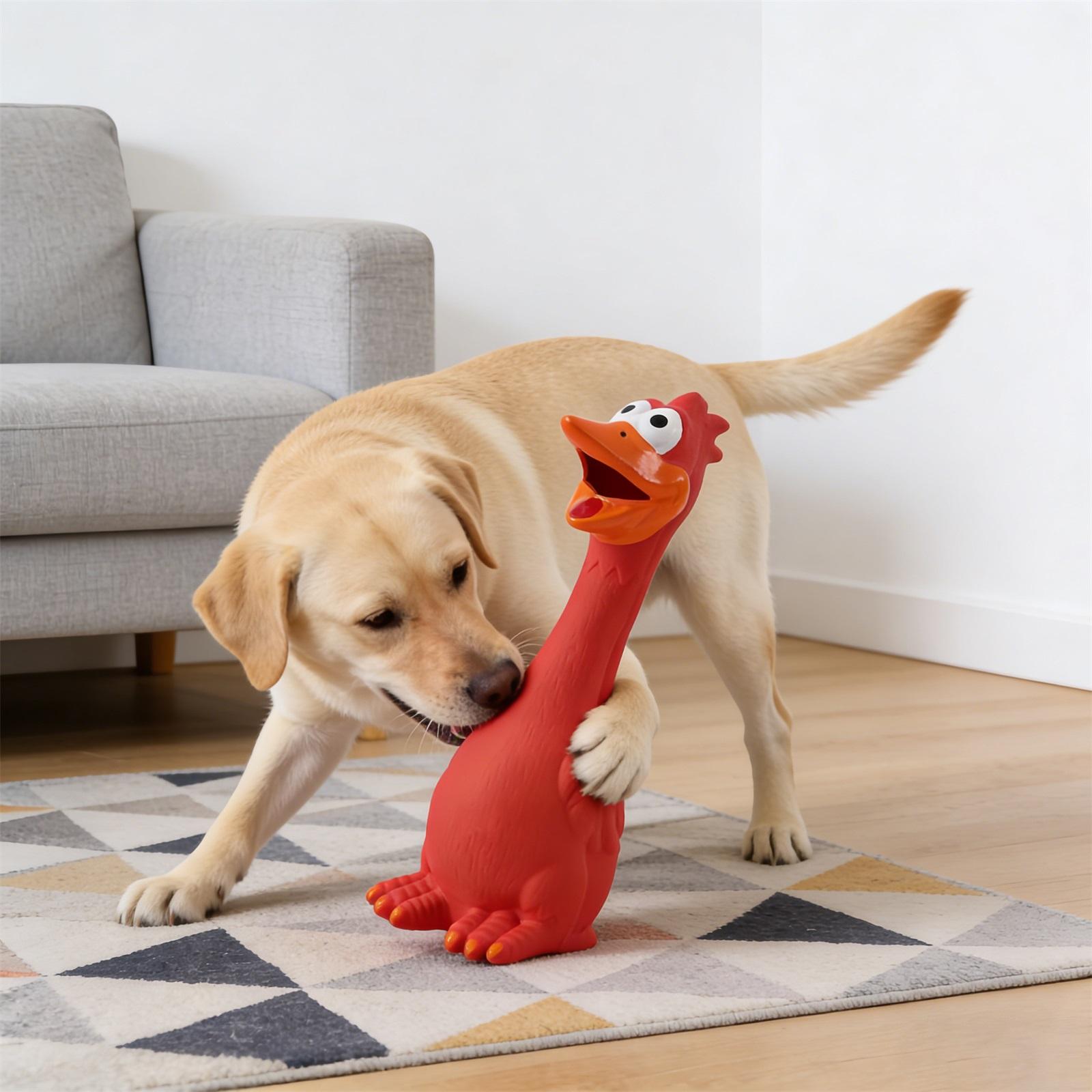 

Rubber Chicken Squeaky Dog Toys For Small, Medium Or Large Pet Breeds, Reduce Separation Anxiety One Size