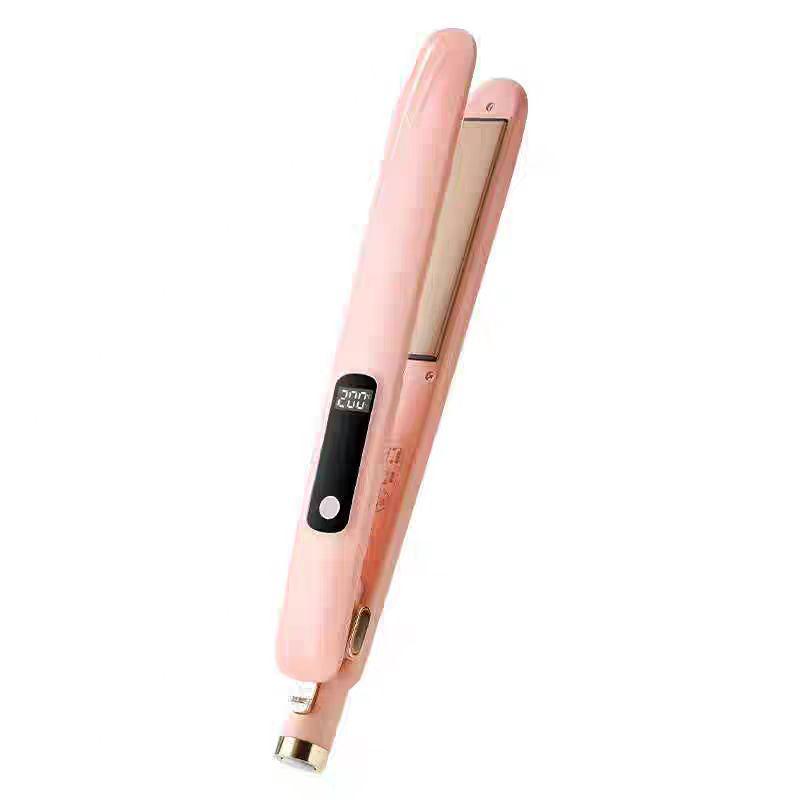 New Cross-Border 2-in-1 LCD Hair Straightener & Curler with Multi-Gear Temperature Control – Salon Quality, Damage-Free Styling розовый