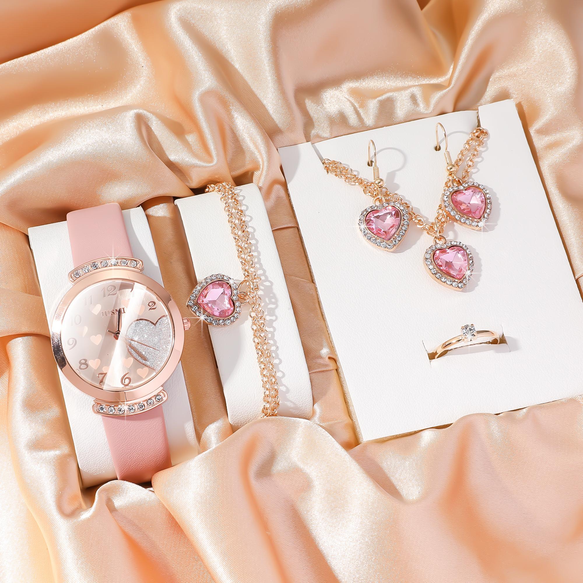 

No gift box; hot-selling, campus style watches for women; high-quality watches for students 5 sets of heart-shaped розовый