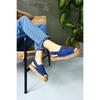 Women's Arya Jeans Blue Suede Genuine Leather Espadrilles Sandals Casual Quality Style Sandals