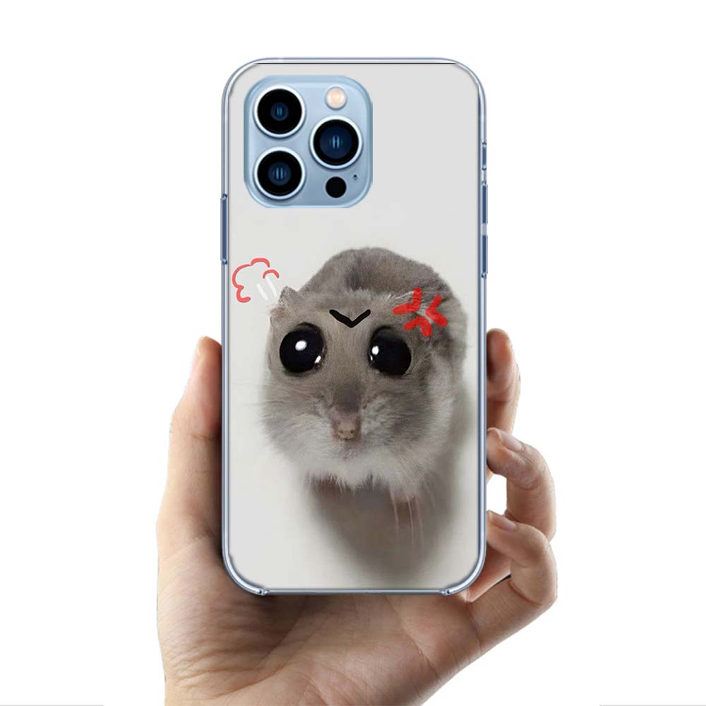 Funny Sad Hamster Meme Cases Phone Case For Iphone 17E 16E 17 Air 16 Pro Max 15 Pro 14 Plus 11 13 12 Mini Cover Cases Compatible