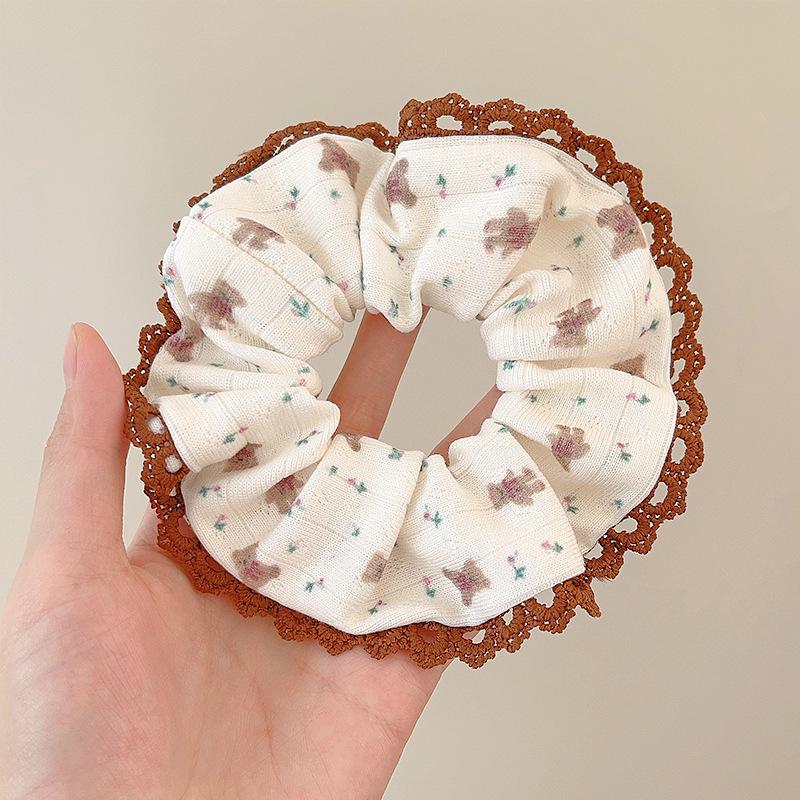 Scrunchie Coreano in Pizzo con Volant e Fiocco - Accessorio per Capelli Carino e Dolce