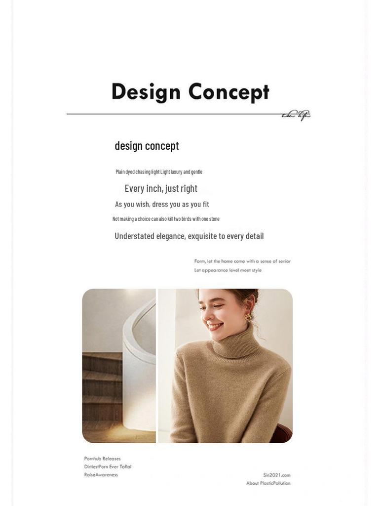 Damen Kaschmirpullover mit hohem Rollkragen - Herbst/Winter Slim Fit Strickware Basisschicht