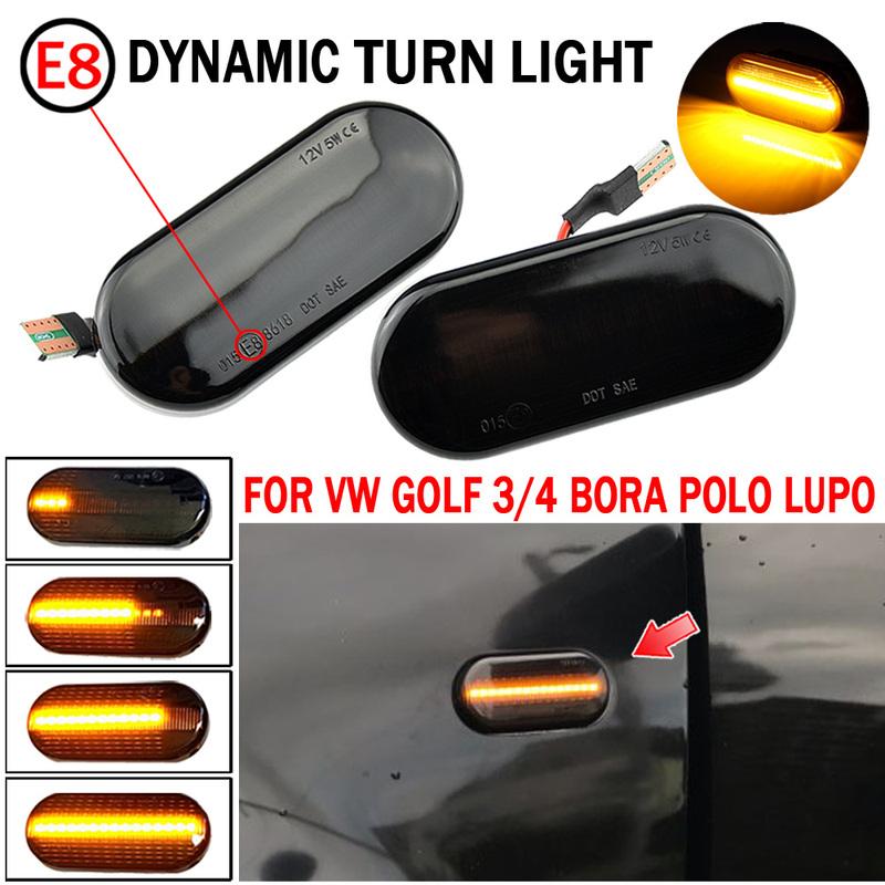 2Pcs Dynamic LED Car Side Marker Lights Repeater Signal Lights For VW Volkswagen Bora Golf 3/4 Passat Polo Sharan Seat Ford