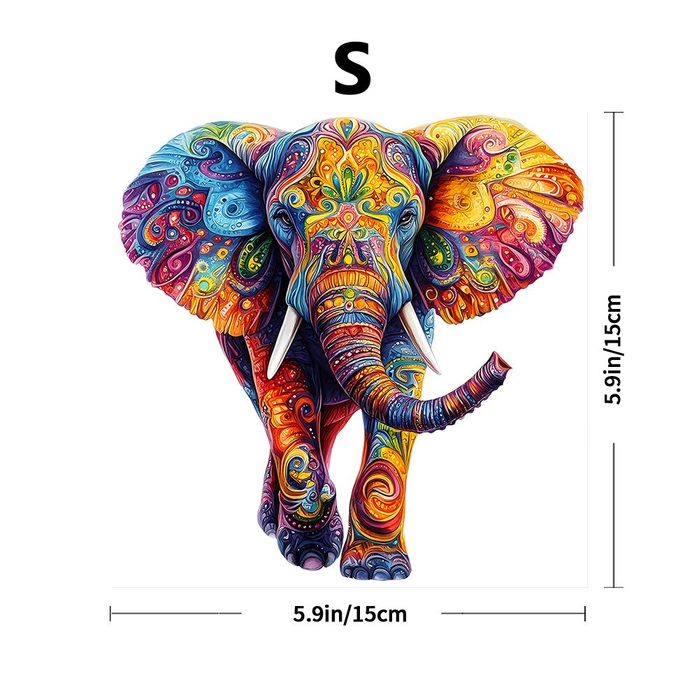 "Elephant Wooden Puzzle | Irregular Shapes & Mixed Colors • Family & Party Game • Focus Training Toy for Boys & Girls • Perfect