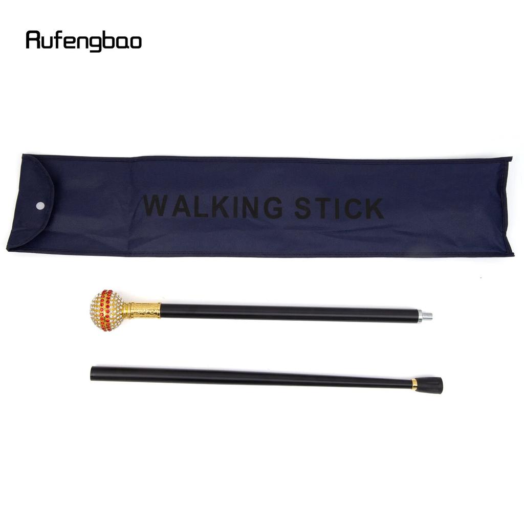 Weißer roter künstlicher Diamantball-Gehstock, modischer dekorativer Gehstock, eleganter Cosplay-Gehstock für Gentleman, 93,5 cm
