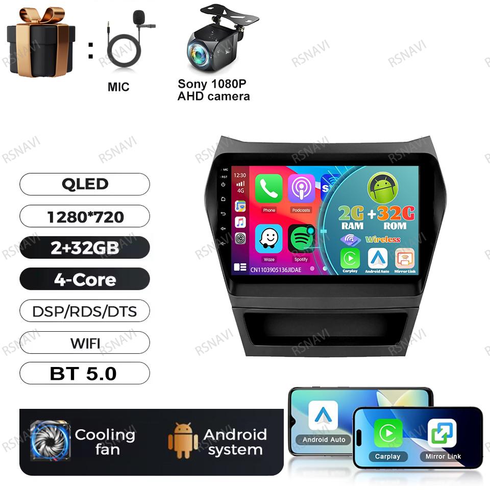 Car Radio Android 16 For Hyundai Ix45 Santa Fe 2013 2014 2015 2016 2017 Autoradio Qualcomm Navigation QLED BT GPS Head Unit DSP