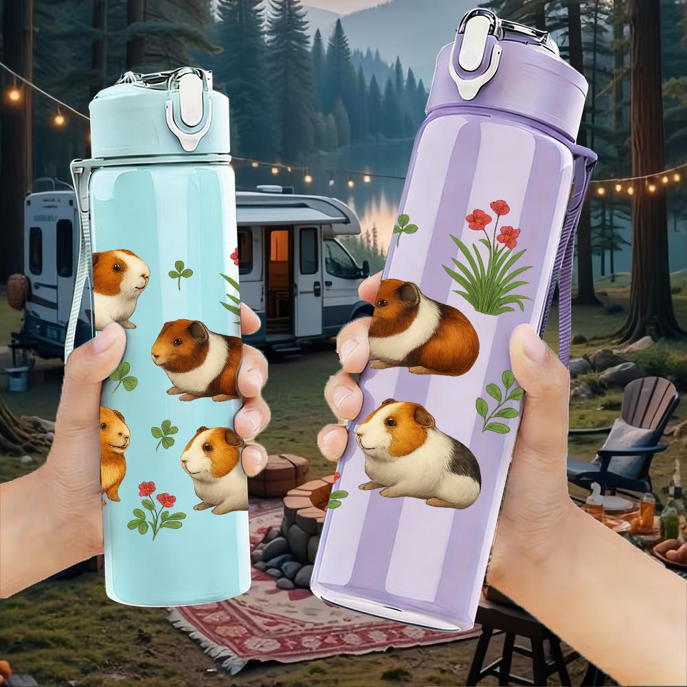 1 PZ Gruppo di Criceti Carini Multipli 750ml Bottiglia d'Acqua Sportiva in Plastica Colorata Tappo Flip a Cannuccia Anti-perdita Per Sport Ufficio Uso Domestico