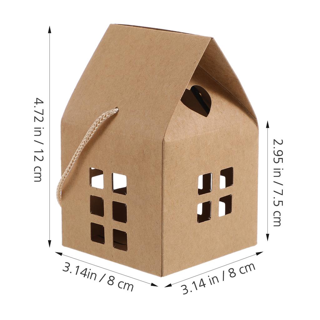 20pcs Candy Cookie Gift Boxes House-Shaped Paper Packaging Containers For Wedding Party Favor Chocolate Snacks Storage Treat