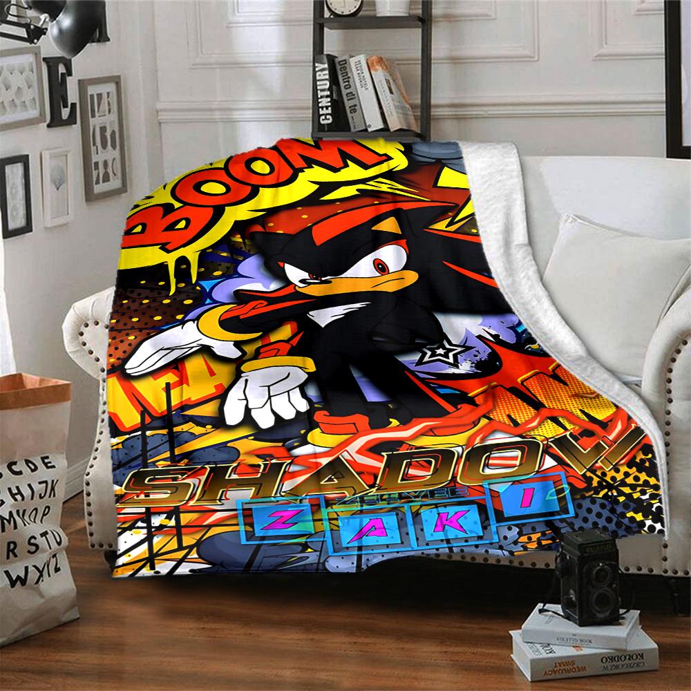1pc Shadow Hedgehog Artwork Flannel Blanket for Super Soft Cute Comfort Blanket for Travel Bedding Couch Sofa Blanket Y73031