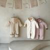 Infant Hooded Plush Bodysuit: Winter Hand & Foot Protection Long Sleeve Romper