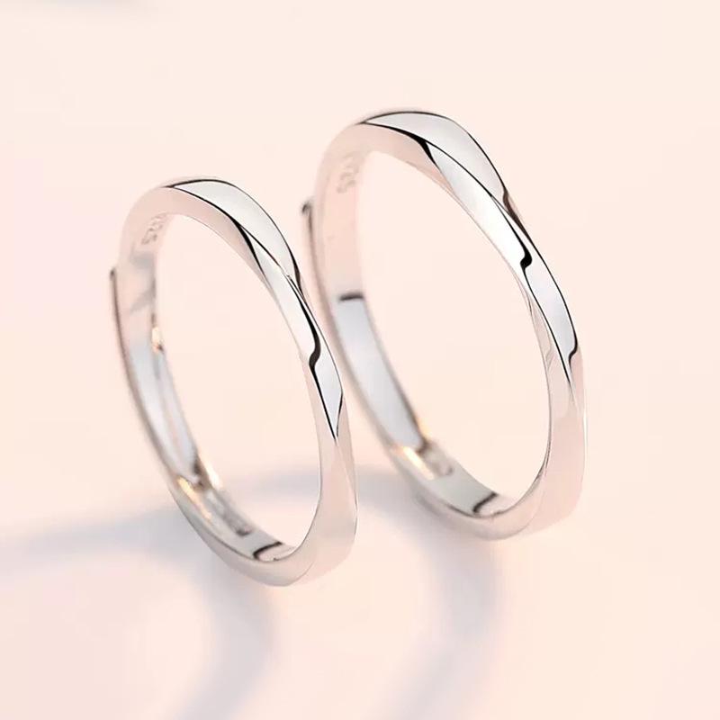 S925 Sterling Silver Möbius Strip Couple Rings - Niche Design Wedding Bands, Perfect Christmas Gift for Him and Her