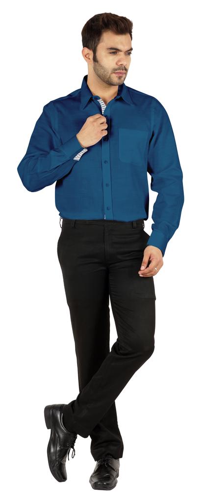 BestMan Formal Classic Button Down Cotton Shirts Inner Contrast Regular Fit Office Shirt For