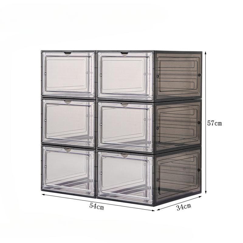 

Thick & Clear Magnetic Shoe Organizer 6-Pack – Stackable Plastic Shoe Boxes for Sneaker Display & Closet Storage