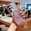 For Samsung Galaxy S25 Ultra Magnetic Case Electroplated Gradient Glitter Phone Cover with Lanyard