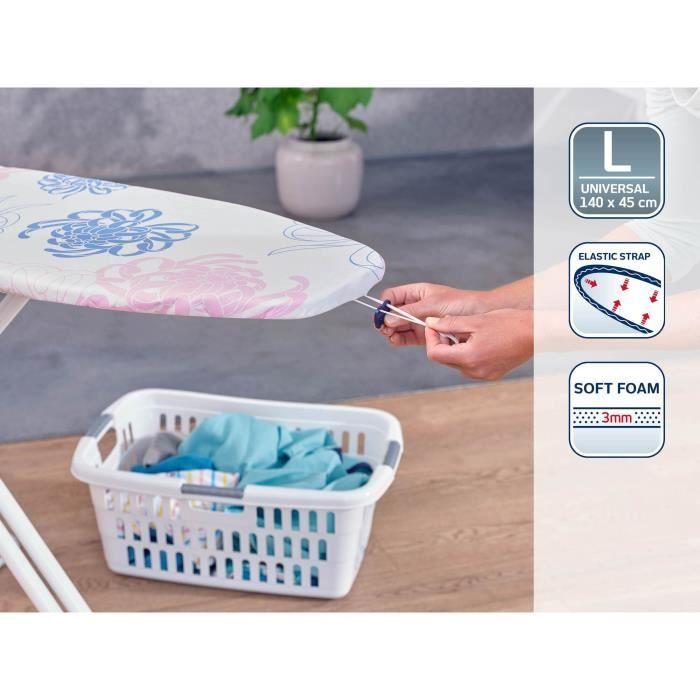 Housse Table À Repasser Leifheit Cotton Classic L 71600, Rembourrage En Mousse De 3 Mm, Pour Planche À Repasser Max. 140 X 45 Cm