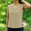 ZANZEA Women Summer V-Neck Loose Sleeveless Cotton Tank Tops