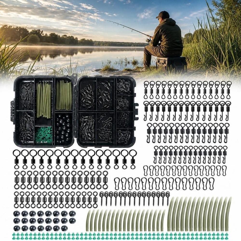 300PCS Stainless Steel Fishing Terminal Tackle Kit Fishing Rig Components Kit  European Carp Fishing