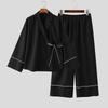 INCERUN Two Pieces Outfits Men Long Sleeve Kimono Shirt and Long Straight Pants Sets