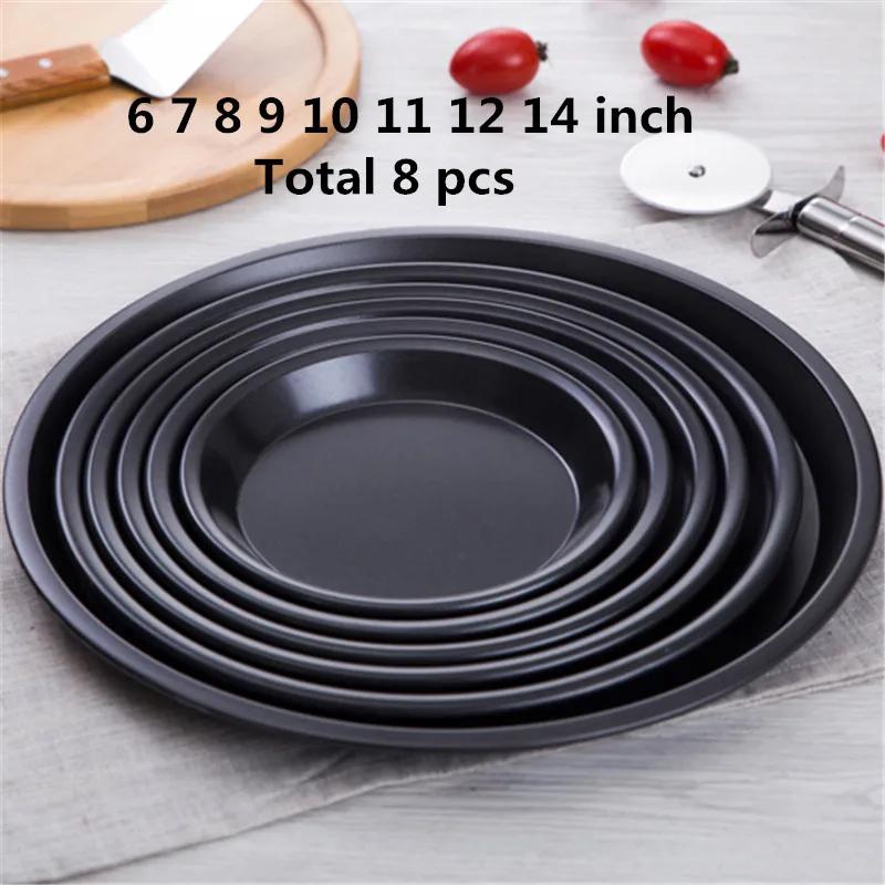 6 To 12inch Premium Non-Stick Pizza Pan Bakeware Carbon Steel Pizza Plate Round Deep Dish Pizza Pan Tray Mold Mould Baking Tools