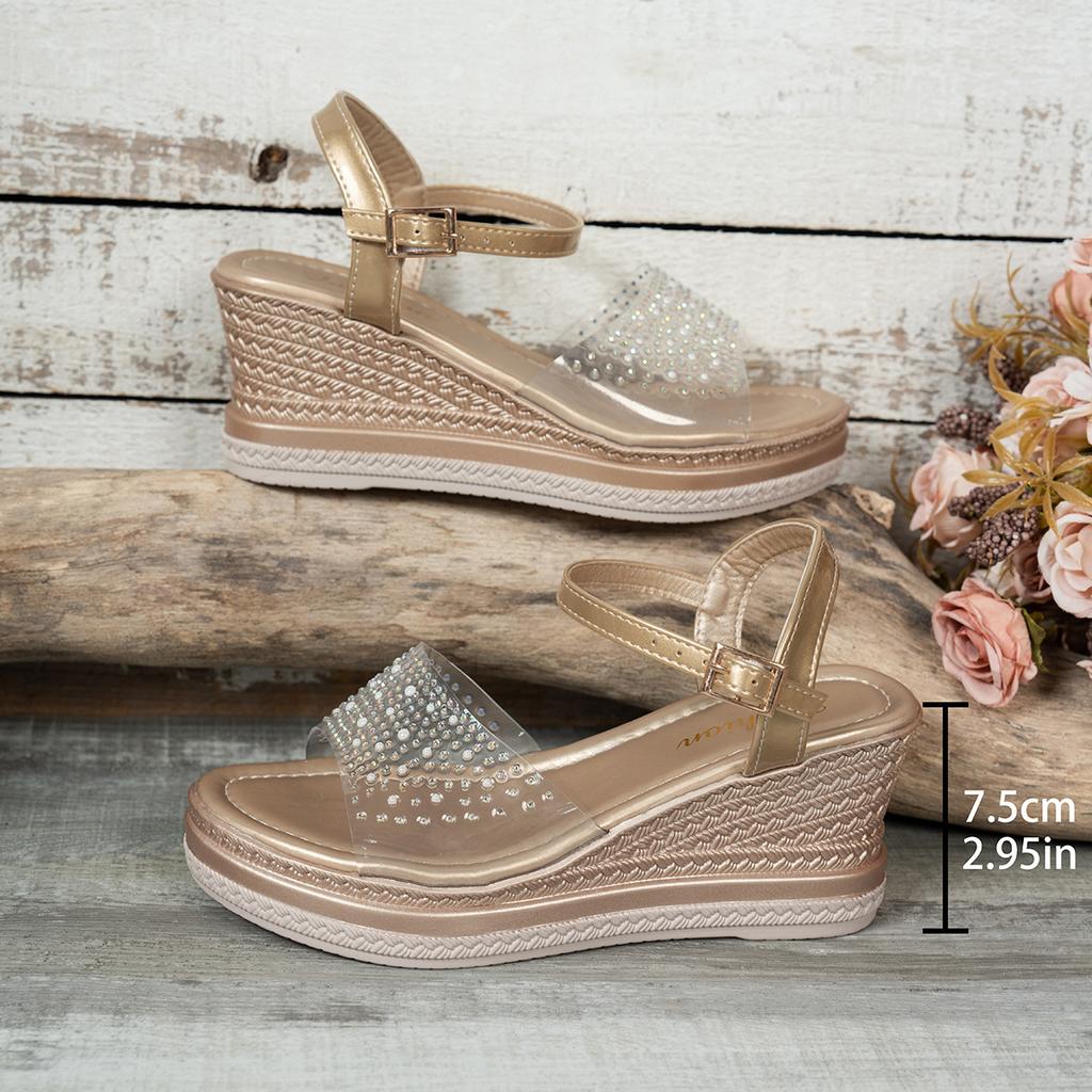 Fashion Heel Large-sized High-heeled Flat Sandals for Women, 2025 New Fashion Thick-soled and Comfortable Foreign Trade Women's Sandals