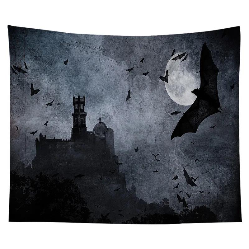 Halloween Tapestry Castle of the Night Cemetery Tapestry Hippie Tapestry Wall Hanging for Bedroom Dorm Living Room Home Decor