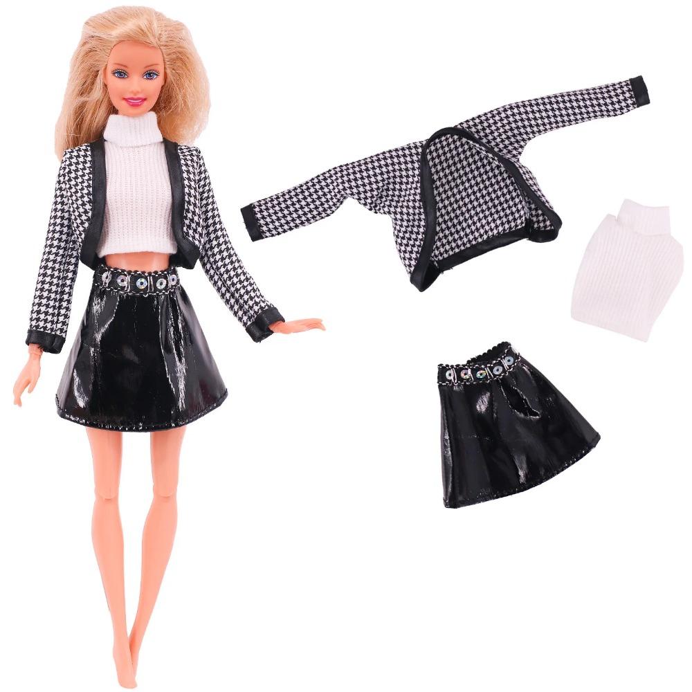 4 Stk/Set Pelzweste Mantel + Kleid/Freizeitoutfit für 30 cm 11,8 Zoll Puppenkleidung Accessoires Plüschjacke Berühmtheit, Kindergeschenk