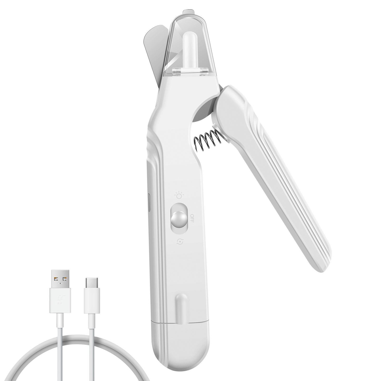 

2 in 1 Dog Nail Grinder and Dog Nail Clipper with LED Lights and Splash Guard USB Rechargeable for Large Medium Small Cats Pets білий