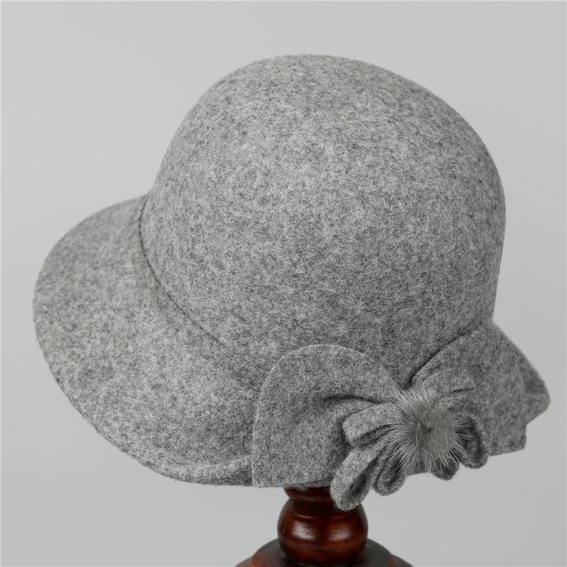 

Middle-aged hat autumn and winter wool warm fisherman hat elegant bucket hat M（56-58cm）