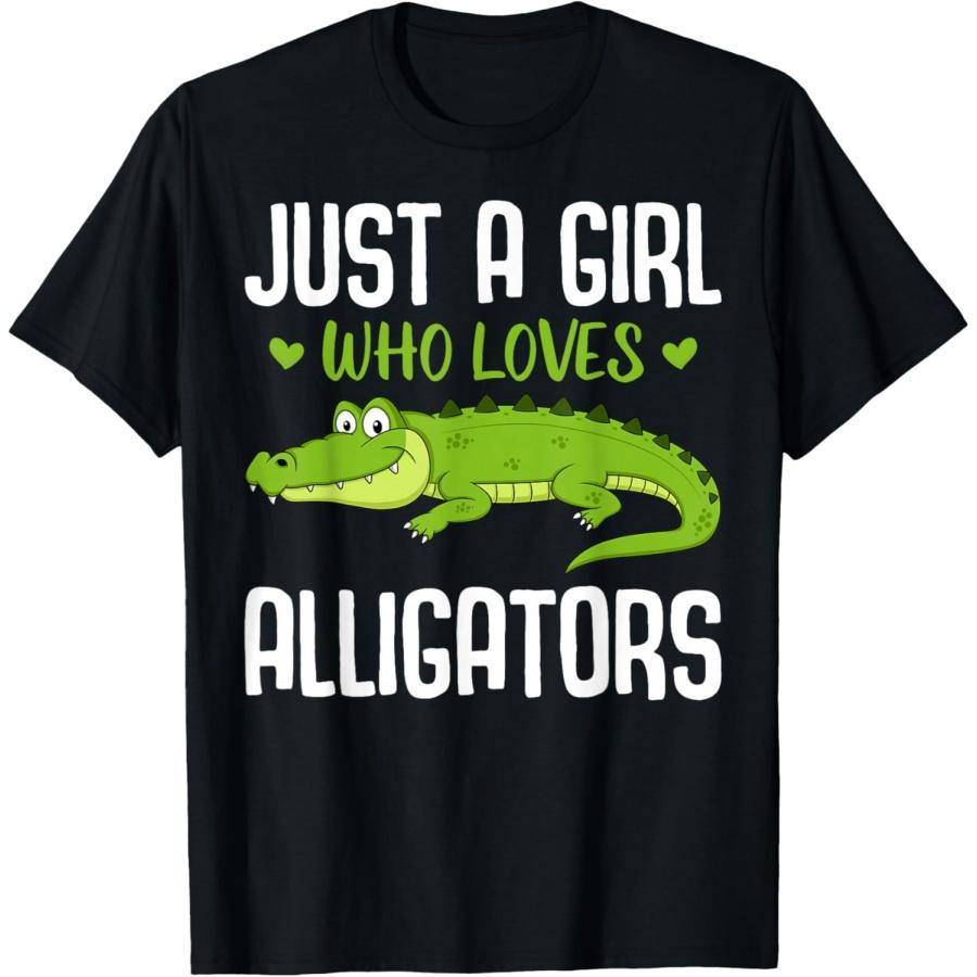 Funny Alligator Design Girls Kids Women Reptile Gator Lover T-Shirt