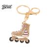 Roller Skates Key Ring Rhinestone Striped Keychain Alloy Backpack Schoolbag