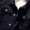Long Sleeves Pockets Single-breasted Denim Coat Spring Autumn Letter Print Turn-down Collar Unisex