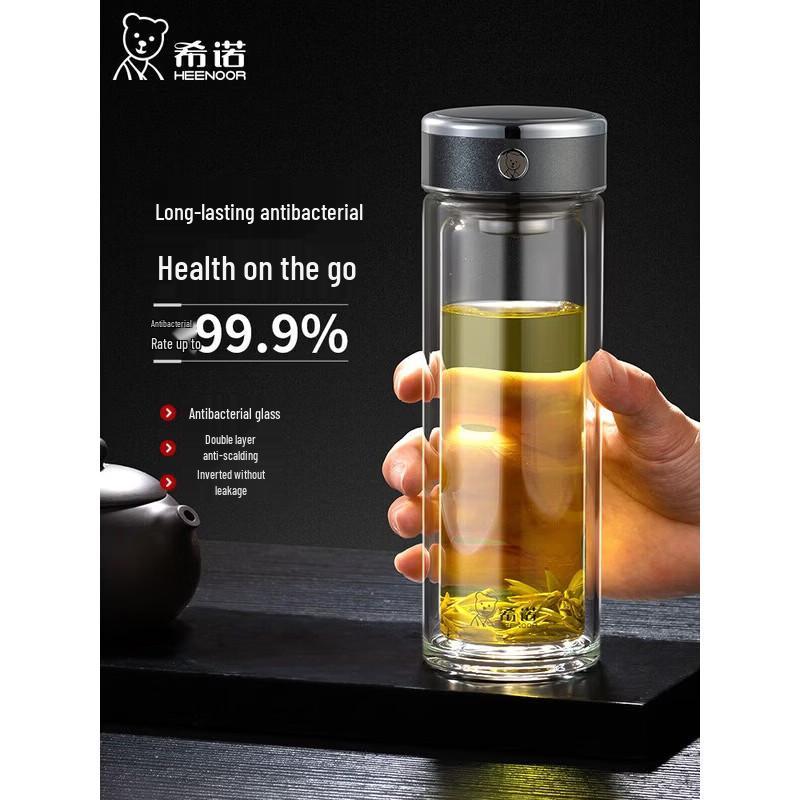 Heenoor Double-Layer Heat-Insulated Glass Water Bottle