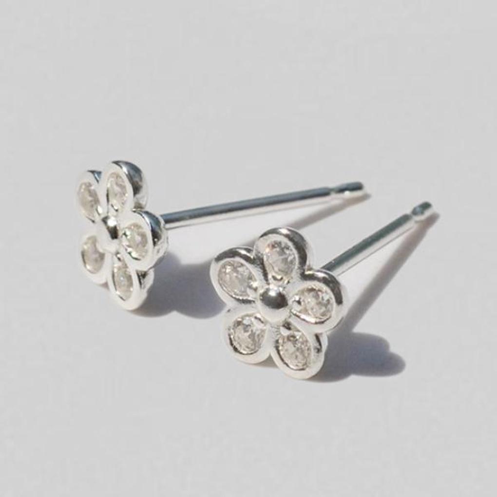 Women's Daily Accessory Sari Mini Flower Cubic Earrings