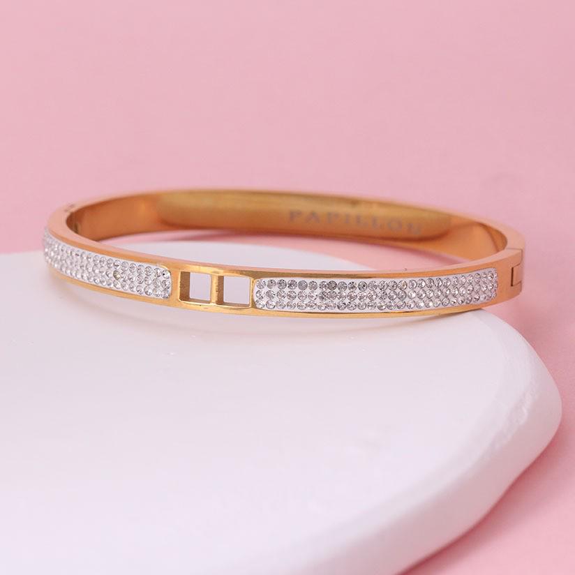 European H-Style Stainless Steel Diamond Inlaid Women's Bracelet: Fashionable, Light, and Luxurious