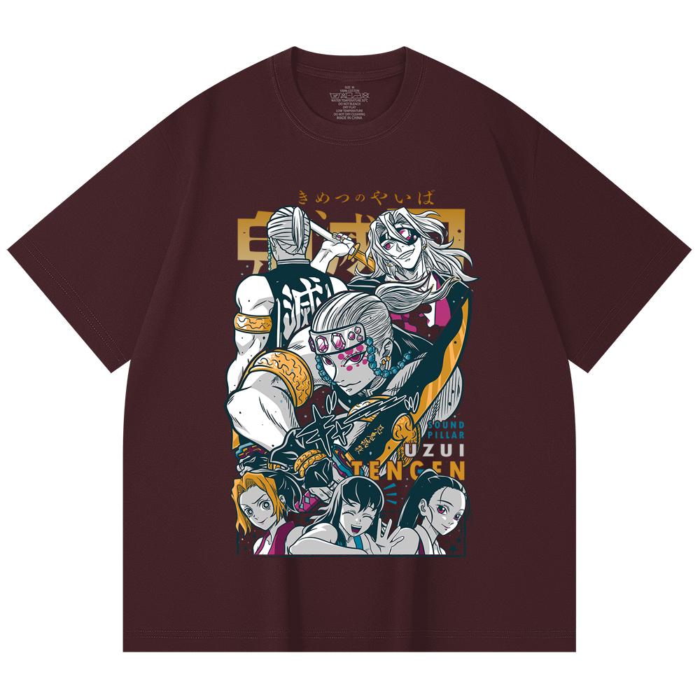 230 Gsm 100% Cotton Demon Slayer V65 Uzui Print Unisex Heavy Cotton T Shirt