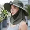 Windproof Neck Flap Bucket Hat Cooling Fan Hat for 3.7 V 500 mAh Lithium Battery Outdoor