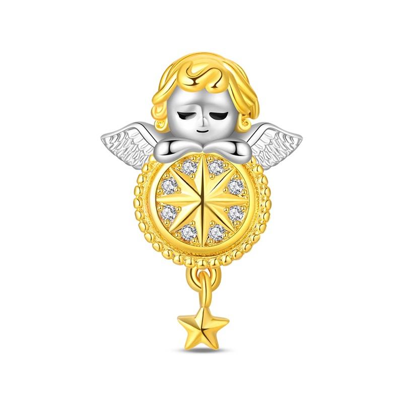 925 Silver Golden Series Cross Star Moon Charms Beads For Women Fit Bracelet DIY Birthday Party Jewelry Gifts