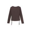 Nike Logo Print Crew Neck Long Sleeve T-Shirt Women Tops Brown FB8718-237
