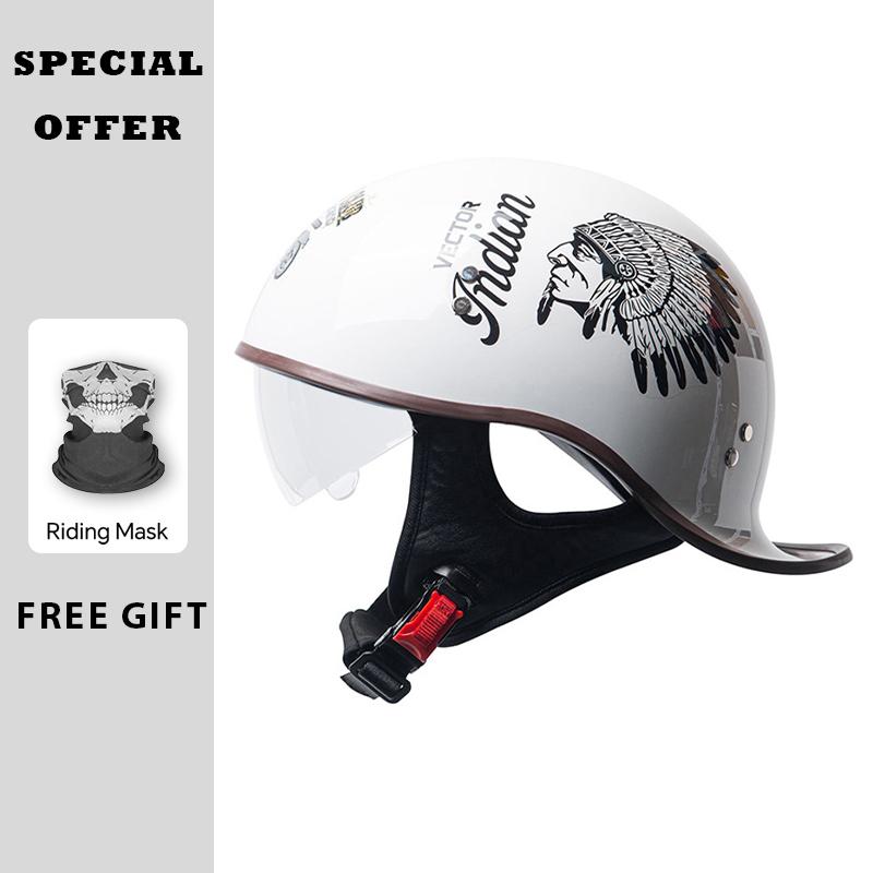 Retro Half Helmet 3C Certification Men Women Motorcycle Electric Helmets Summer Motorbike Riding Low Profile Half Helmet Vintage