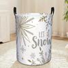 1pc, Snowflakes Laundry Basket, Foldable Let It Snow Laundry Container with Handles, Large Round Dirty Clothes Bin for Bathroom, Bedroom, Or Dormitory