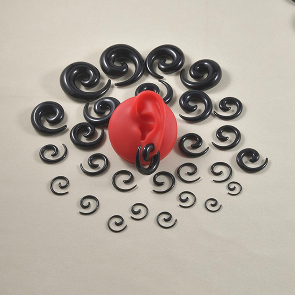 1 Coppia Espansore a Spirale per Orecchio in Acrilico Nero Tappi per Orecchie Stretcher per Piercing all'Orecchio a Spirale Gioielli per il Corpo 1.2mm-24mm Gioielli per Piercing