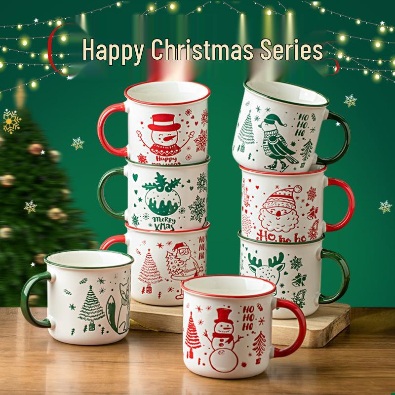 Personalized Christmas Ceramic Mug with Lid and Spoon - Creative Cartoon Design, Perfect for Halloween Gifts